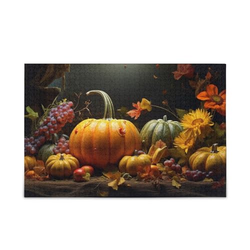 NFMILI Thanksgiving-Kürbis-Puzzles aus Holz, 1000 Teile, für Erwachsene, Teenager, Kinder, Familien, DIY-Freizeitspiel, 20,5 × 37,8 cm NFMILI Thanksgiving-Kürbis-Puzzles aus Holz, 1000 Teile, für Erwachsene, Teenager, Kinder, Familien, DIY-Freizeitspiel, 20,5 × 37,8 cm von NFMILI