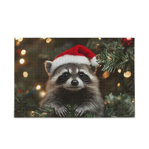 NFMILI Waschbär Weihnachten Puzzle 500 Teile für Erwachsene Familien Zigsaw Puzlle Spiel 20,5 × 37,8 cm NFMILI Waschbär Weihnachten Puzzle 500 Teile für Erwachsene Familien Zigsaw Puzlle Spiel 20,5 × 37,8 cm von NFMILI