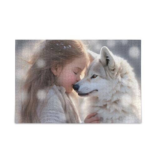 NFMILI Weißer Hund und Mädchen Puzzles 1000 Teile Holz für Erwachsene Familien DIY Freizeitspiel 20,5 × 37,8 cm NFMILI Weißer Hund und Mädchen Puzzles 1000 Teile Holz für Erwachsene Familien DIY Freizeitspiel 20,5 × 37,8 cm von NFMILI