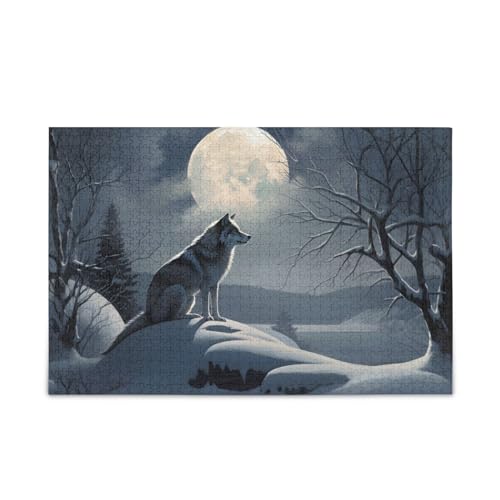 NFMILI Winter Wlof Moon Jigsaw Puzzles 1000 Pcs Wooden for Adults Families DIY Leisure Game 19.7 × 74.9 cm NFMILI Winter Wlof Moon Jigsaw Puzzles 1000 Pcs Wooden for Adults Families DIY Leisure Game 19.7 × 74.9 cm von NFMILI