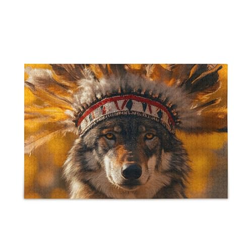 NFMILI Wolf Ethnische Puzzles 500 Teile für Erwachsene Familien Zigsaw Puzlle 20,5 × 37,8 cm von NFMILI