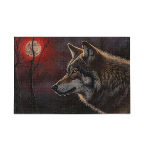 NFMILI Wolf Moon Jigsaw Puzzles 1000 Teile Holz für Erwachsene Familien DIY Freizeitspiel 20,5 × 37,8 cm NFMILI Wolf Moon Jigsaw Puzzles 1000 Teile Holz für Erwachsene Familien DIY Freizeitspiel 20,5 × 37,8 cm von NFMILI