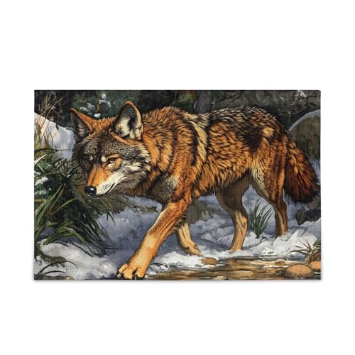 NFMILI Wolf Snow Jigsaw Puzzles 500 Teile für Erwachsene Familien Zigsaw Puzlle Spiel 20,5 × 37,8 cm von NFMILI