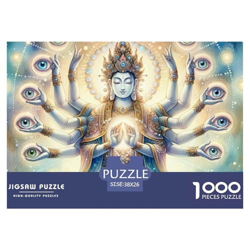 Buddha-Statue Puzzle 1000 Teile Schwer Puzzle Spielzeug Pädagogisches Spiel Impossible Herausforderungsspielzeug Für Erwachsene Kinder 38x26cm/1000pcs von NGGADIWEG