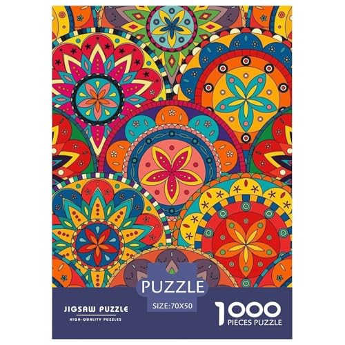 Bunte Mandala Puzzle 1000 Teile Schwer Puzzle Spielzeug Lernspiel Impossible Herausforderungsspielzeug Für Erwachsene Kinder 70x50cm/1000pcs von NGGADIWEG