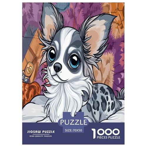 Chihuahua Puzzles 1000-teilige Schwer Puzzle Spielzeug Lernspiel Impossible Herausforderungsspielzeug Für Erwachsene Kinder 70x50cm/1000pcs von NGGADIWEG
