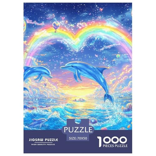Delphin Puzzle 1000-teilige Schwer Puzzle Spielzeug Lernspiel Impossible Herausforderungsspielzeug Für Erwachsene Kinder 70x50cm/1000pcs von NGGADIWEG