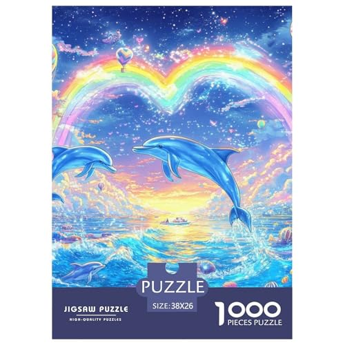 Delphin Puzzles 1000 Teile Schwer Puzzle Spielzeug Lernspiel Impossible Herausforderungsspielzeug Für Erwachsene Und Kinder Ab 12 Jahren 38x26cm/1000pcs von NGGADIWEG