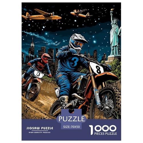 Dirt Bike Puzzle 1000-teilige Schwer Puzzle Spielzeug Pädagogisches Spiel Impossible Herausforderung Spielzeug Für Erwachsene Und Kinder Ab 14 Jahren 70x50cm/1000pcs von NGGADIWEG