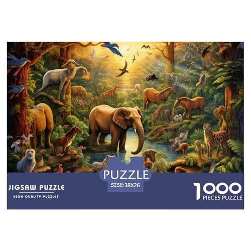 Dschungeltiere Puzzle 1000 Teile Schwer Puzzle Spielzeug Lernspiel Impossible Herausforderungsspielzeug Für Erwachsene Kinder 38x26cm/1000pcs von NGGADIWEG