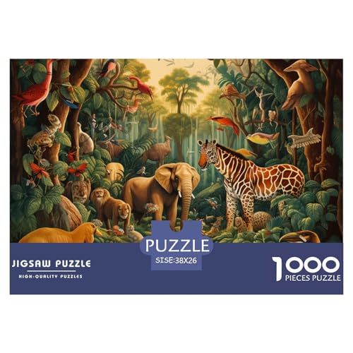 Dschungeltiere Puzzle 1000 Teile Schwer Puzzle Spielzeug Lernspiel Impossible Herausforderungsspielzeug Für Erwachsene Und Kinder Ab 12 Jahren 38x26cm/1000pcs von NGGADIWEG