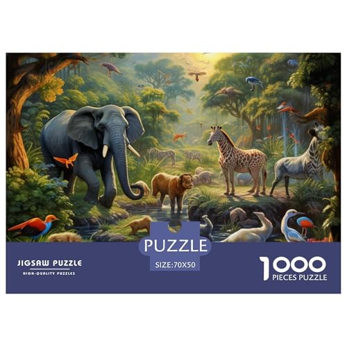Dschungeltiere Puzzle 1000 Teile Schwer Puzzle Spielzeug Lernspiel Impossible Herausforderungsspielzeug Für Erwachsene Und Kinder Ab 12 Jahren 70x50cm/1000pcs von NGGADIWEG