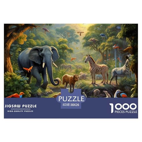 Dschungeltiere Puzzle 1000-teilige Schwer Puzzle Spielzeug Pädagogisches Spiel Impossible Herausforderungsspielzeug Für Erwachsene Und Kinder Ab 12 Jahren 38x26cm/1000pcs von NGGADIWEG