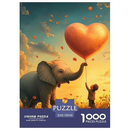 Elefanten Puzzle 1000 Teile Schwer Puzzle Spielzeug Pädagogisches Spiel Impossible Herausforderungsspielzeug Für Erwachsene Und Kinder Ab 12 Jahren 70x50cm/1000pcs von NGGADIWEG