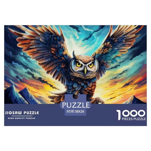 Eule Puzzle 1000 Teile Schwer Puzzle Spielzeug Pädagogisches Spiel Impossible Herausforderungsspielzeug Für Erwachsene Kinder 38x26cm/1000pcs von NGGADIWEG
