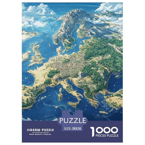 Europäische Karte Puzzle 1000-teilige Schwer Puzzle Spielzeug Lernspiel Impossible Herausforderungsspielzeug Für Erwachsene Und Kinder Ab 12 Jahren 38x26cm/1000pcs von NGGADIWEG