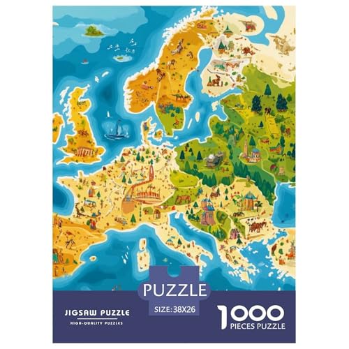 Europäische Karte Puzzles 1000 Teile Schwer Puzzle Spielzeug Lernspiel Impossible Herausforderungsspielzeug Für Erwachsene Und Kinder in Bewährter 38x26cm/1000pcs von NGGADIWEG
