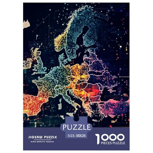 Europäische Karte Puzzles 1000 Teile Schwer Puzzle Spielzeug Pädagogisches Spiel Impossible Herausforderung Spielzeug Für Erwachsene Und Kinder Ab 14 Jahren 38x26cm/1000pcs von NGGADIWEG