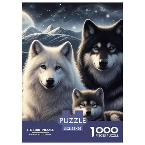Familie Wolf Puzzle 1000-teilige Schwer Puzzle Spielzeug Lernspiel Impossible Herausforderung Spielzeug Für Erwachsene Kinder 38x26cm/1000pcs von NGGADIWEG