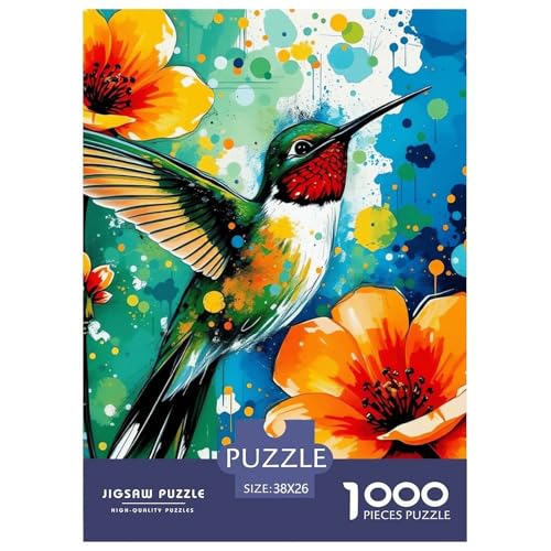Farbenfrohe Blumen and Bird Puzzle 1000-teilige Schwer Puzzle Spielzeug Lernspiel Impossible Herausforderungsspielzeug Für Erwachsene Kinder 38x26cm/1000pcs von NGGADIWEG