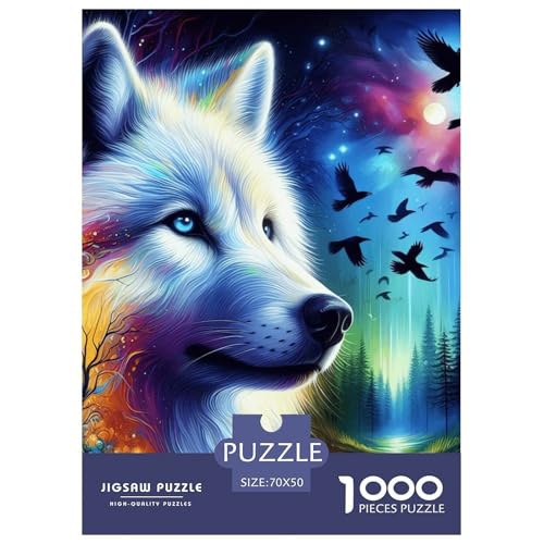 Farbenfroher Wolfsschatten Puzzle 1000-teilige Schwer Puzzle Spielzeug Lernspiel Impossible Herausforderung Spielzeug Für Erwachsene Und Kinder in Bewährter 70x50cm/1000pcs von NGGADIWEG