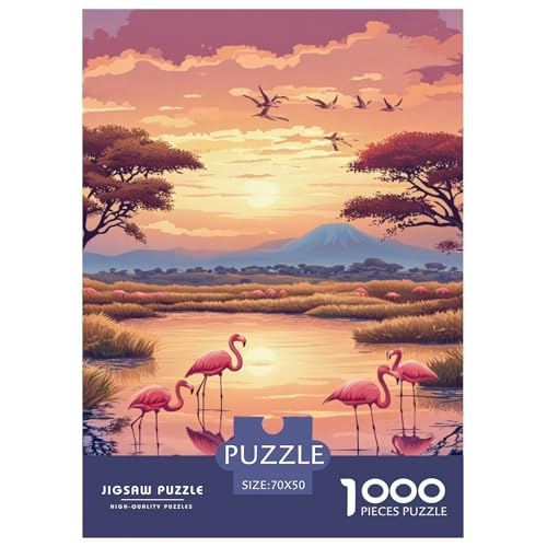 Flamingo Puzzles 1000 Teile Schwer Puzzle Spielzeug Lernspiel Impossible Herausforderungsspielzeug Für Erwachsene Und Kinder Ab 12 Jahren 70x50cm/1000pcs von NGGADIWEG