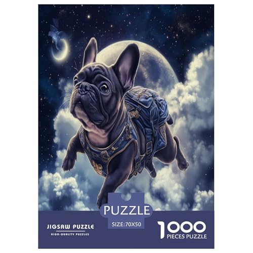 Französischer Bullhund Puzzle 1000-teilige Schwer Puzzle Spielzeug Lernspiel Impossible Herausforderung Spielzeug Für Erwachsene Kinder 70x50cm/1000pcs von NGGADIWEG
