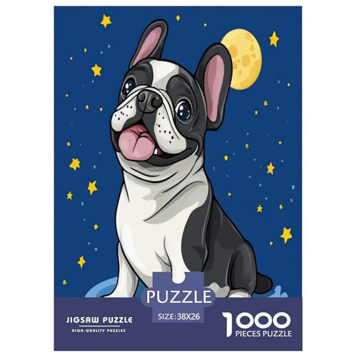 Französischer Bullhund Puzzle 1000-teilige Schwer Puzzle Spielzeug Pädagogisches Spiel Impossible Herausforderungsspielzeug Für Erwachsene Kinder 38x26cm/1000pcs von NGGADIWEG