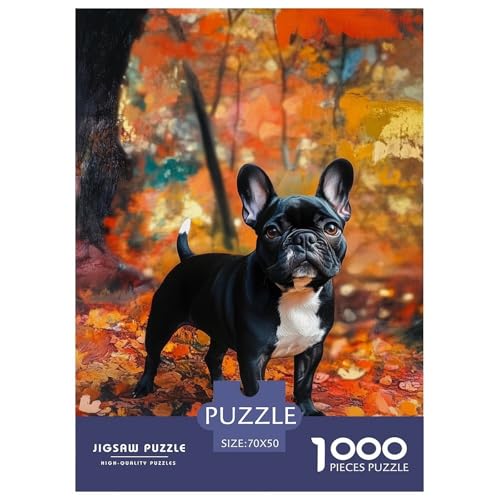 Französischer Bullhund Puzzles 1000 Teile Schwer Puzzle Spielzeug Pädagogisches Spiel Impossible Herausforderung Spielzeug Für Erwachsene Kinder 70x50cm/1000pcs von NGGADIWEG
