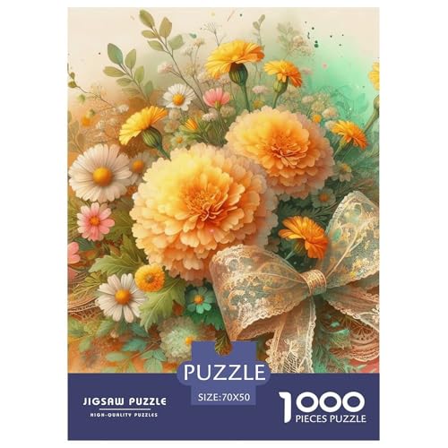 Gelbe Blumensträuße Puzzle 1000-teilige Schwer Puzzle Spielzeug Lernspiel Impossible Herausforderungsspielzeug Für Erwachsene Und Kinder in Bewährter 70x50cm/1000pcs von NGGADIWEG