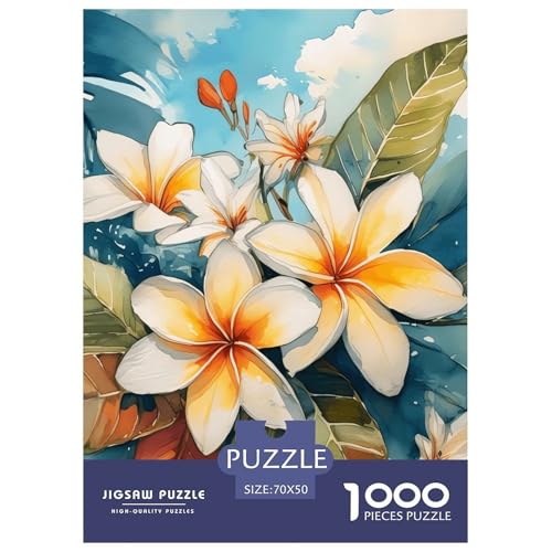 Gelber Plumeria Flower Puzzle 1000 Teile Schwer Puzzle Spielzeug Lernspiel Impossible Herausforderungsspielzeug Für Erwachsene Und Kinder in Bewährter 70x50cm/1000pcs von NGGADIWEG