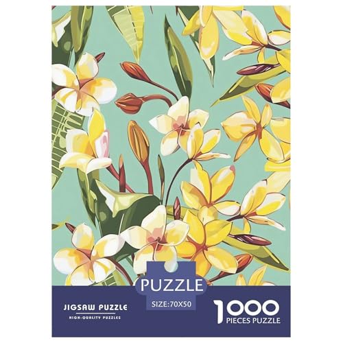 Gelber Plumeria Puzzle 1000 Teile Schwer Puzzle Spielzeug Lernspiel Impossible Herausforderung Spielzeug Für Erwachsene Und Kinder in Bewährter 70x50cm/1000pcs von NGGADIWEG