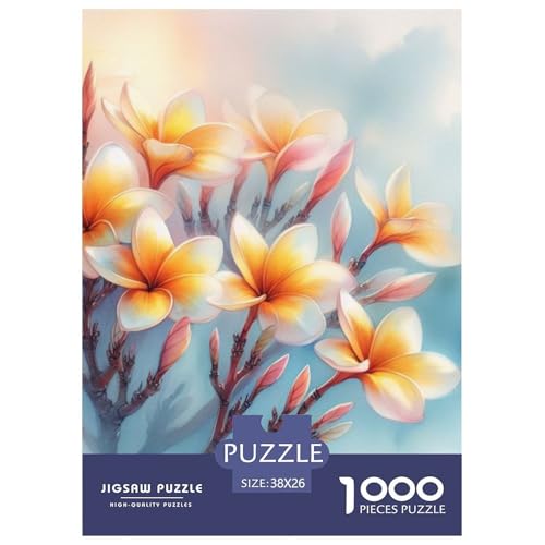 Gelber Plumeria Puzzle 1000-teilige Schwer Puzzle Spielzeug Lernspiel Impossible Herausforderungsspielzeug Für Erwachsene Und Kinder Ab 14 Jahren 38x26cm/1000pcs von NGGADIWEG