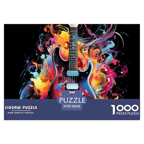 Gitarre Puzzle 1000-teilige Schwer Puzzle Spielzeug Lernspiel Impossible Herausforderungsspielzeug Für Erwachsene Und Kinder Ab 14 Jahren 38x26cm/1000pcs von NGGADIWEG