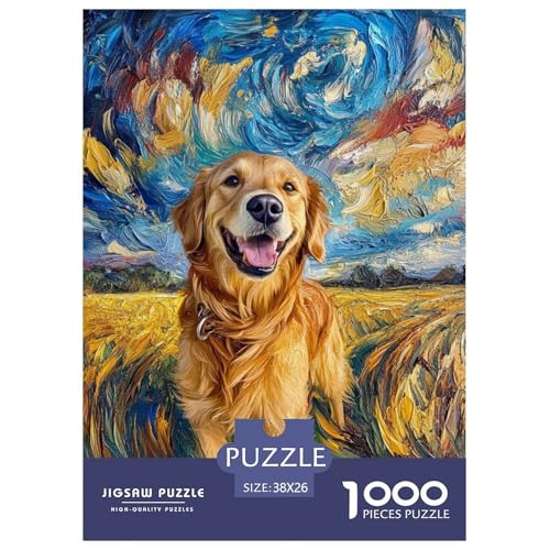 Goldener Retriever Puzzle 1000 Teile Schwer Puzzle Spielzeug Lernspiel Impossible Herausforderung Spielzeug Für Erwachsene Und Kinder Ab 14 Jahren 38x26cm/1000pcs von NGGADIWEG