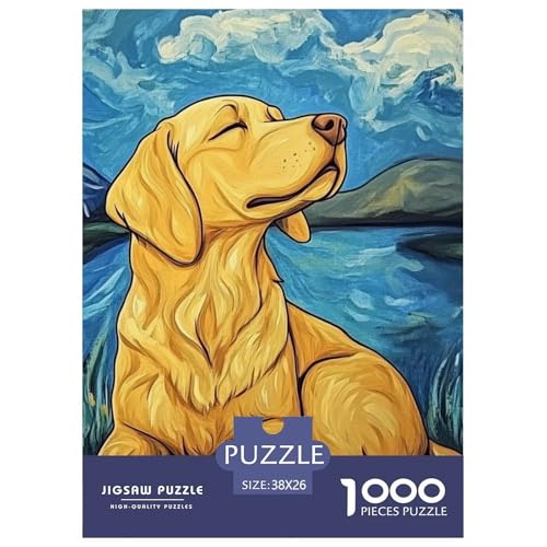 Goldener Retriever Puzzle 1000 Teile Schwer Puzzle Spielzeug Pädagogisches Spiel Impossible Herausforderungsspielzeug Für Erwachsene Und Kinder Ab 12 Jahren 38x26cm/1000pcs von NGGADIWEG