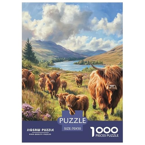 Highland Rinder Puzzles 1000 Teile Schwer Puzzle Spielzeug Pädagogisches Spiel Impossible Herausforderungsspielzeug Für Erwachsene Und Kinder Ab 12 Jahren 70x50cm/1000pcs von NGGADIWEG