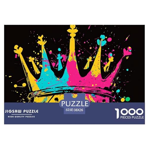 Hip Hop Crown Puzzle 1000-teilige Schwer Puzzle Spielzeug Lernspiel Impossible Herausforderungsspielzeug Für Erwachsene Und Kinder Ab 12 Jahren 38x26cm/1000pcs von NGGADIWEG