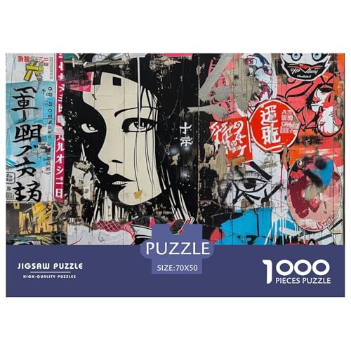 Japanische Graffiti Puzzle 1000 Teile Schwer Puzzle Spielzeug Pädagogisches Spiel Impossible Herausforderungsspielzeug Für Erwachsene Und Kinder Ab 14 Jahren 70x50cm/1000pcs von NGGADIWEG
