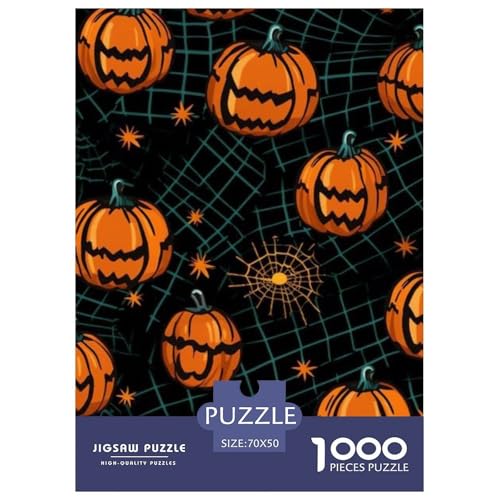 Kürbisse und Spinnweben Puzzle 1000-teilige Schwer Puzzle Spielzeug Lernspiel Impossible Herausforderungsspielzeug Für Erwachsene Und Kinder Ab 14 Jahren 70x50cm/1000pcs von NGGADIWEG