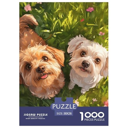 Labrador Retriever Puzzle 1000 Teile Schwer Puzzle Spielzeug Lernspiel Impossible Herausforderungsspielzeug Für Erwachsene Kinder 38x26cm/1000pcs von NGGADIWEG