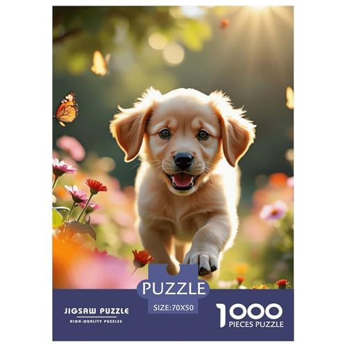 Labrador Retriever Puzzle 1000 Teile Schwer Puzzle Spielzeug Lernspiel Impossible Herausforderungsspielzeug Für Erwachsene Kinder 70x50cm/1000pcs von NGGADIWEG