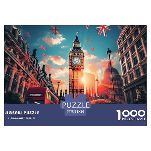 Londoner Stadtbild Puzzle 1000-teilige Schwer Puzzle Spielzeug Lernspiel Impossible Herausforderung Spielzeug Für Erwachsene Und Kinder Ab 12 Jahren 38x26cm/1000pcs von NGGADIWEG