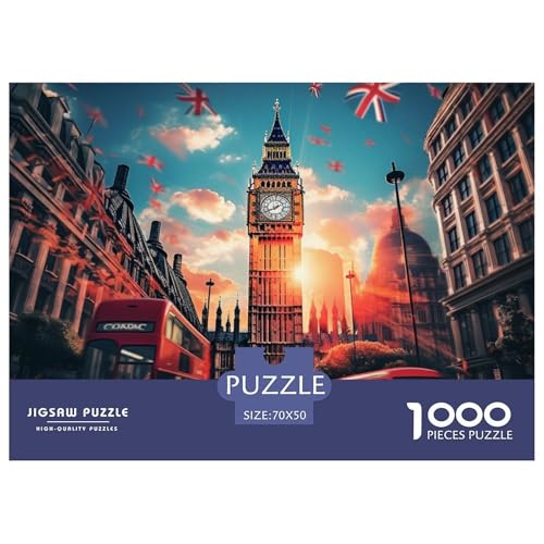 Londoner Stadtbild Puzzle 1000-teilige Schwer Puzzle Spielzeug Pädagogisches Spiel Impossible Herausforderungsspielzeug Für Erwachsene Und Kinder Ab 14 Jahren 70x50cm/1000pcs von NGGADIWEG