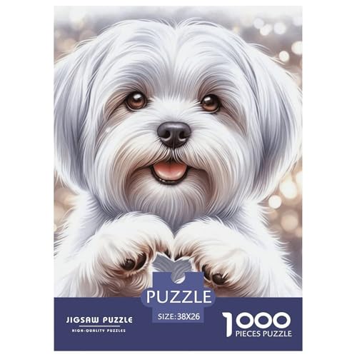 Malteser Hund Puzzle 1000 Teile Schwer Puzzle Spielzeug Lernspiel Impossible Herausforderungsspielzeug Für Erwachsene Und Kinder Ab 14 Jahren 38x26cm/1000pcs von NGGADIWEG