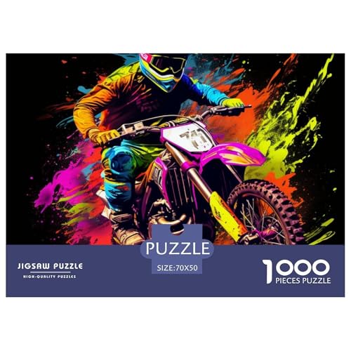 Motorrad Puzzle 1000-teilige Schwer Puzzle Spielzeug Pädagogisches Spiel Impossible Herausforderung Spielzeug Für Erwachsene Und Kinder Ab 12 Jahren 70x50cm/1000pcs von NGGADIWEG