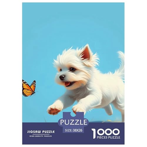 Netter Hund Puzzle 1000 Teile Schwer Puzzle Spielzeug Lernspiel Impossible Herausforderungsspielzeug Für Erwachsene Kinder 38x26cm/1000pcs von NGGADIWEG