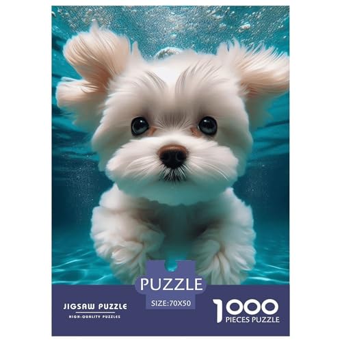 Netter Hund Puzzle 1000 Teile Schwer Puzzle Spielzeug Lernspiel Impossible Herausforderungsspielzeug Für Erwachsene Kinder 70x50cm/1000pcs von NGGADIWEG