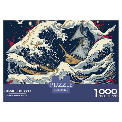 Ozeanwelle Puzzles 1000 Teile Schwer Puzzle Spielzeug Pädagogisches Spiel Impossible Herausforderung Spielzeug Für Erwachsene Kinder 38x26cm/1000pcs von NGGADIWEG