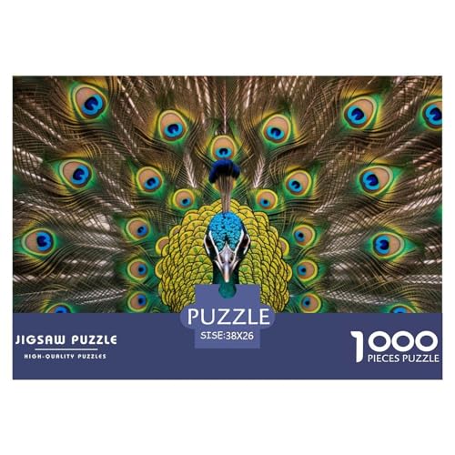 Pfauen Puzzle 1000-teilige Schwer Puzzle Spielzeug Lernspiel Impossible Herausforderung Spielzeug Für Erwachsene Kinder 38x26cm/1000pcs von NGGADIWEG